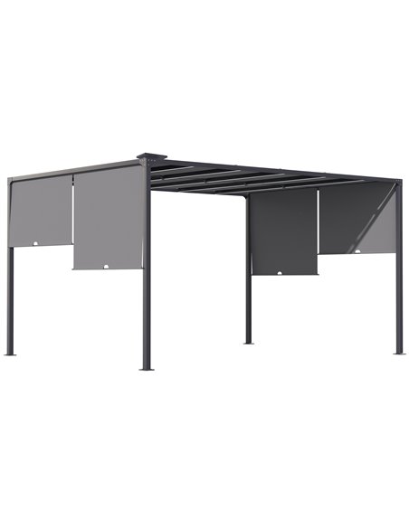 Outsunny 3m x 4m Metal Pergola with Retractable Roof, Dark Grey 84C-388V00CG - pic 53676 | FastDaddyshop