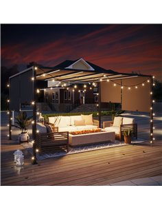 Outsunny 3m x 4m Metal Pergola with Retractable Roof, Dark Grey 84C-388V00CG 2