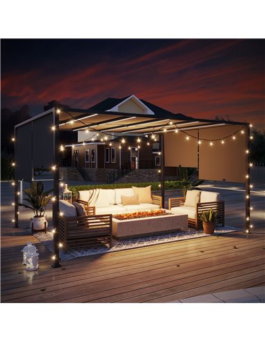 Outsunny 3m x 4m Metal Pergola with Retractable Roof, Dark Grey 84C-388V00CG