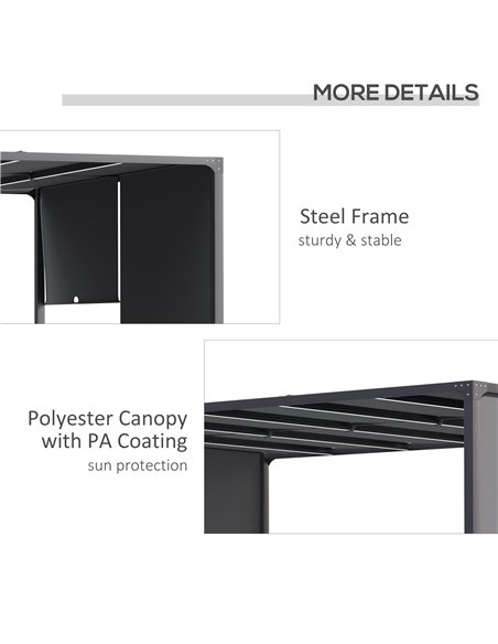 Outsunny 3m x 4m Metal Pergola with Retractable Roof, Outdoor Garden Pergola with LED Lights, Solar Powered, for BBQ,В Lawn,В Ba - pic 53681 | FastDaddyshop