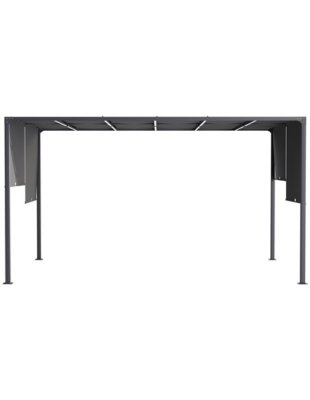 Outsunny 3m x 4m Metal Pergola with Retractable Roof, Outdoor Garden Pergola with LED Lights, Solar Powered, for BBQ,В Lawn,В Ba - pic 53684 | FastDaddyshop