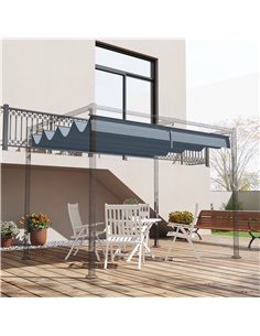 Outsunny Pergola Roof, Retractable Sun Shade Cover for 3 x 2.15m Pergola, Dark Grey 84C-466V00CG 2