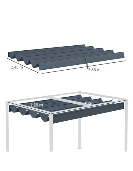 Outsunny Pergola Roof, Retractable Sun Shade Cover for 3 x 2.15m Pergola, UV30+ Protected, Dark Grey 84C-466V00CG - pic 53705 | FastDaddyshop
