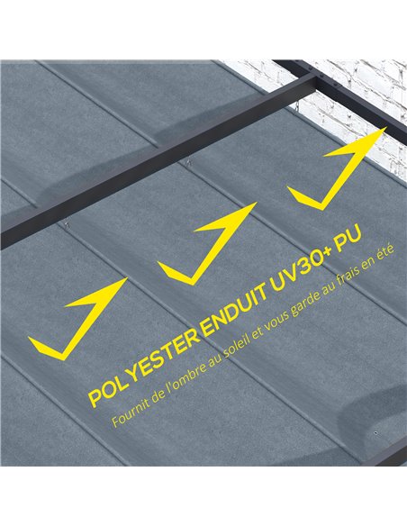 Outsunny Pergola Roof, Retractable Sun Shade Cover for 3 x 2.15m Pergola, UV30+ Protected, Dark Grey 84C-466V00CG - pic 53706 | FastDaddyshop