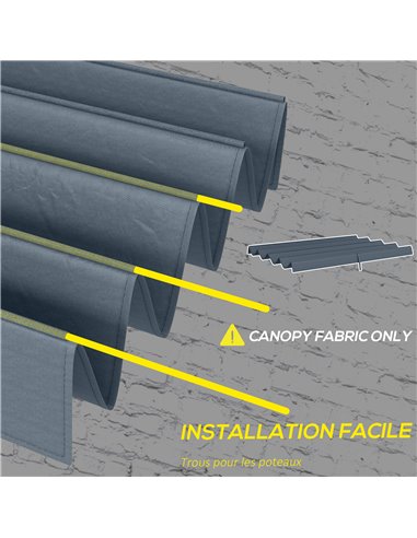 Outsunny Pergola Roof, Retractable Sun Shade Cover for 3 x 2.15m Pergola, UV30+ Protected, Dark Grey 84C-466V00CG