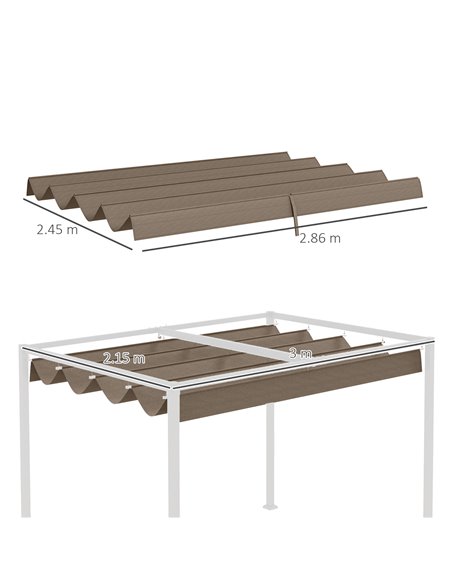 Outsunny Pergola Roof, Retractable Sun Shade Cover for 3 x 2.15m Pergola, UV30+ Protected, Coffee 84C-466V00CF - pic 53714 | FastDaddyshop