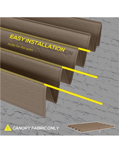 Outsunny Pergola Roof, Retractable Sun Shade Cover for 3 x 2.15m Pergola, UV30+ Protected, Coffee 84C-466V00CF