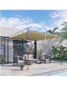 Outsunny Retractable Shade Cover, Replacement Canopy for 4 x 3 (m) Pergola, Beige 84C-372V01BG 2