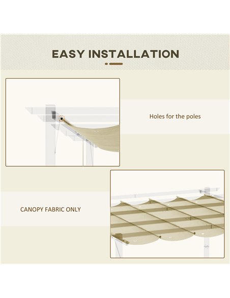 Outsunny Retractable Pergola Shade Cover, Replacement Canopy for 4 x 3 (m) Pergola, Retractable Roof, Beige 84C-372V01BG - pic 53735 | FastDaddyshop