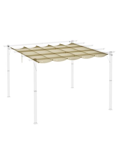 Outsunny Retractable Pergola Shade Cover, Replacement Canopy for 4 x 3 (m) Pergola, Retractable Roof, Beige 84C-372V01BG
