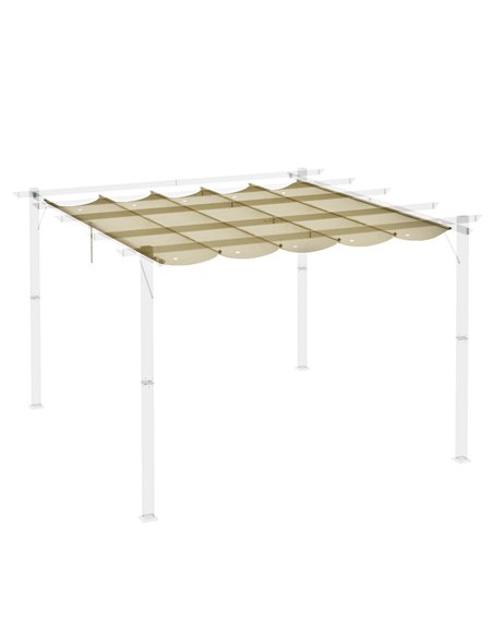 Outsunny Retractable Pergola Shade Cover, Replacement Canopy for 4 x 3 (m) Pergola, Retractable Roof, Beige 84C-372V01BG - pic 53737 | FastDaddyshop