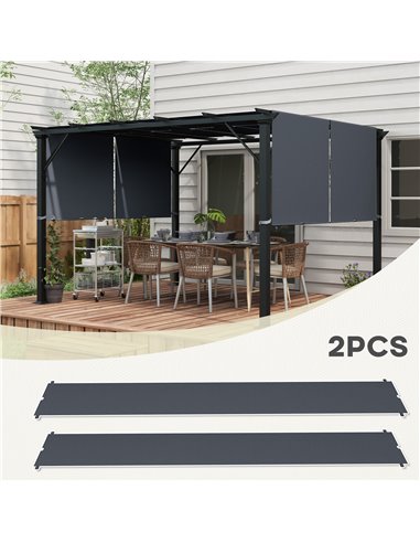 Outsunny 2 Pcs UV Protection Pergola Replacement Canopy, Pergola Shade Cover, Easy to Install, for 3 x 3(m) Pergola, Dark Grey 8