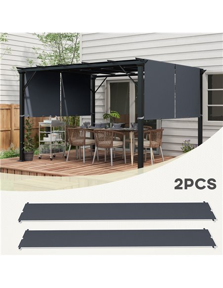 Outsunny 2 Pcs UV Protection Pergola Replacement Canopy, Pergola Shade Cover, Easy to Install, for 3 x 3(m) Pergola, Dark Grey 8 - pic 53742 | FastDaddyshop