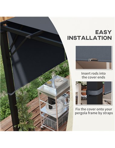 Outsunny 2 Pcs UV Protection Pergola Replacement Canopy, Pergola Shade Cover, Easy to Install, for 3 x 3(m) Pergola, Dark Grey 8