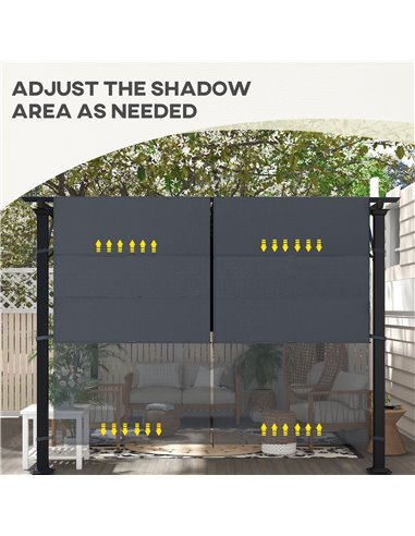 Outsunny 2 Pcs UV Protection Pergola Replacement Canopy, Pergola Shade Cover, Easy to Install, for 3 x 3(m) Pergola, Dark Grey 8