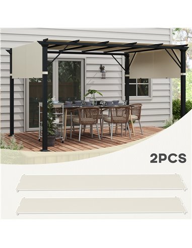 Outsunny 2 Pcs UV Protection Pergola Replacement Canopy, Pergola Shade Cover, Easy to Install, for 3 x 3(m) Pergola, Cream White