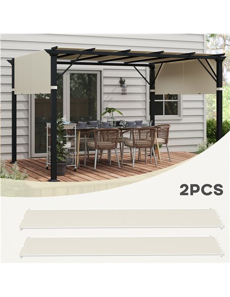 Outsunny 2 Pcs UV Protection Pergola Replacement Canopy, Pergola Shade Cover, Easy to Install, for 3 x 3(m) Pergola, Cream White - pic 53751 | FastDaddyshop