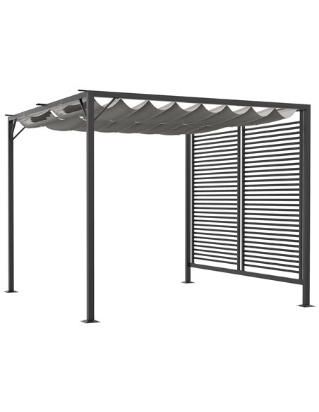 Outsunny 3 x 2.8m Metal Pergola with Retractable Fabric Roof, Grey 84C-138V00GY - pic 53766 | FastDaddyshop