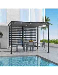 Outsunny 3 x 2.8m Metal Pergola with Retractable Fabric Roof, Grey 84C-138V00GY 2