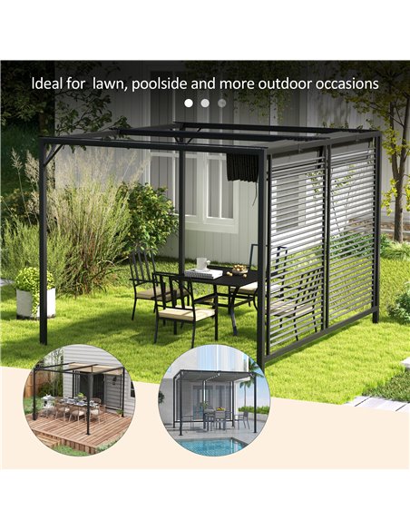 Outsunny 3 x 2.8m Metal Pergola, with Retractable Fabric Roof - Grey 84C-138V00GY - pic 53771 | FastDaddyshop