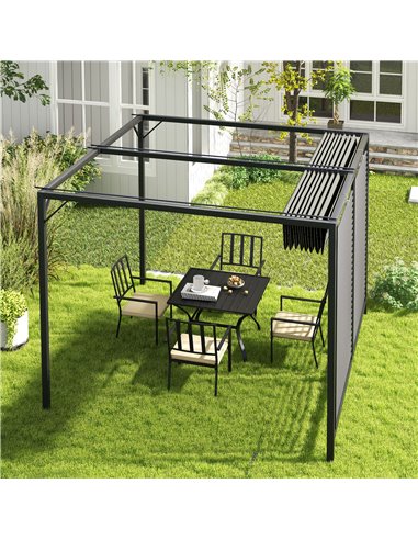 Outsunny 3 x 2.8m Metal Pergola, with Retractable Fabric Roof - Grey 84C-138V00GY