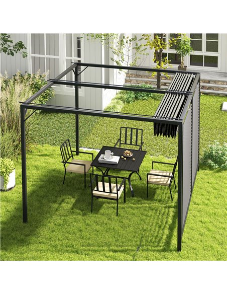Outsunny 3 x 2.8m Metal Pergola, with Retractable Fabric Roof - Grey 84C-138V00GY - pic 53772 | FastDaddyshop