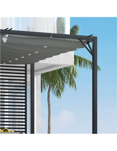 Outsunny 3 x 2.8m Metal Pergola, with Retractable Fabric Roof - Grey 84C-138V00GY