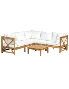 Outsunny 6pcs Patio Furniture Set Garden Sofa Set, Cream White 84B-593V70WT