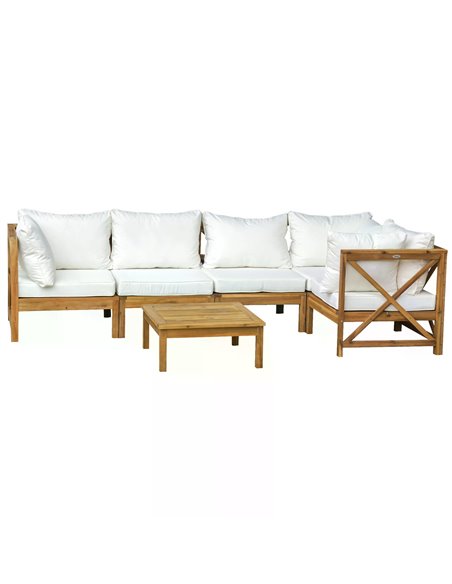 Outsunny 6pcs Patio Furniture Set Garden Sofa Set 1 Coffee Table Suitable with Cushions for Outdoor Indoor Balcony Poolside Acac - pic 53810 | FastDaddyshop