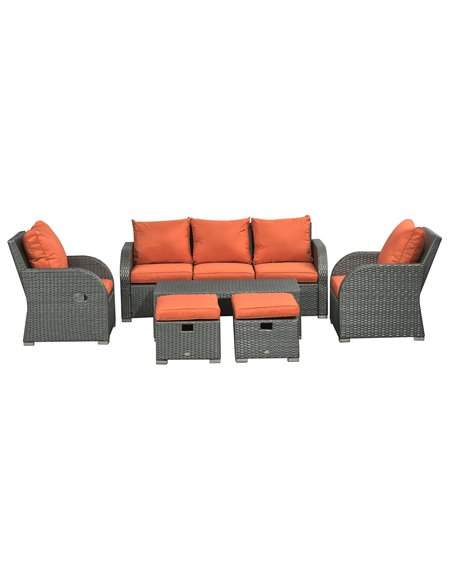 Outsunny 6pc Outdoor Rattan Wicker Furniture Set with 3-Seat Sofa, 2 Single Sofas, 2 Footstools and Coffee Table 860-105V70OG - pic 53820 | FastDaddyshop