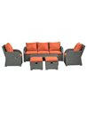 Outsunny 6pc Outdoor Rattan Wicker Furniture Set with 3-Seat Sofa, 2 Single Sofas, 2 Footstools and Coffee Table 860-105V70OG