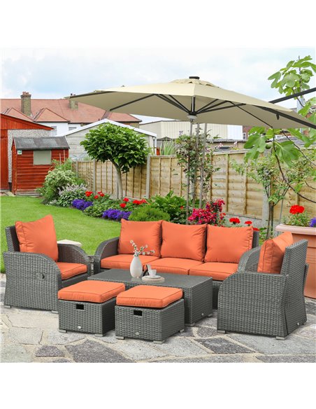 Outsunny 6pc Outdoor Rattan Wicker Furniture Set with 3-Seat Sofa, 2 Single Sofas, 2 Footstools and Coffee Table 860-105V70OG - pic 53828 | FastDaddyshop