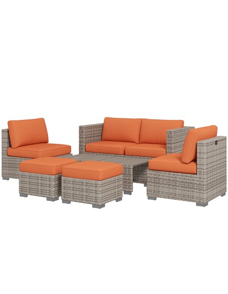Outsunny 8 Piece Outdoor Patio Furniture Set, Orange 860-099V70OG - pic 53829 | FastDaddyshop