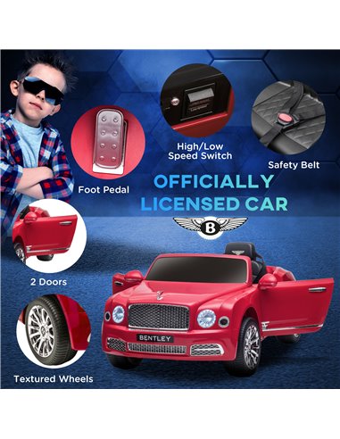 HOMCOM Kids Electric Ride On Car with Parent Remote, 12V Battery Powered Toy Car with Music Horn Lights MP3 Suspension Wheels fo