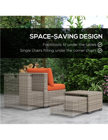 Outsunny 8 Piece Outdoor Patio Furniture Set, Rattan Sofa Set with Footstools and Coffee Tables 860-099V70OG