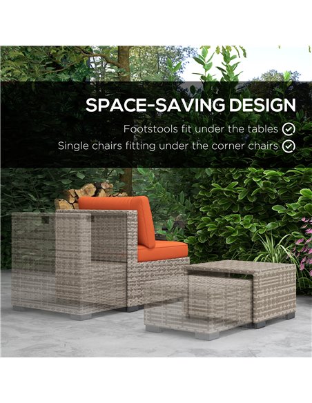 Outsunny 8 Piece Outdoor Patio Furniture Set, Rattan Sofa Set with Footstools and Coffee Tables 860-099V70OG - pic 53834 | FastDaddyshop