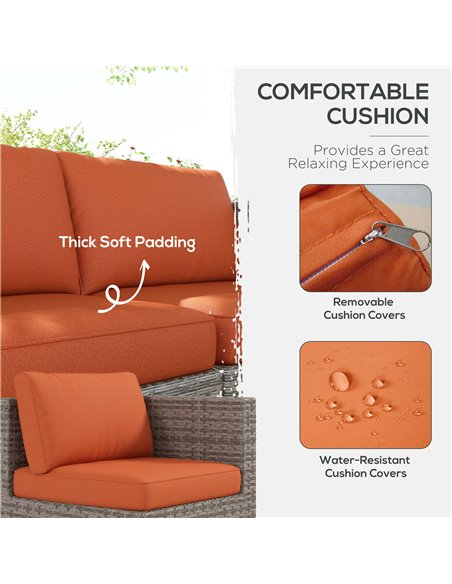 Outsunny 8 Piece Outdoor Patio Furniture Set, Rattan Sofa Set with Footstools and Coffee Tables 860-099V70OG - pic 53835 | FastDaddyshop