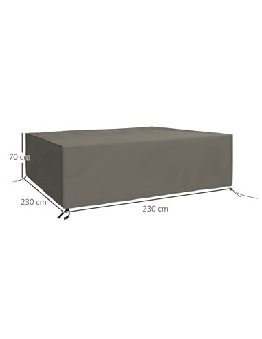 Outsunny Patio Furniture Set Cover Large Square, 600D Oxford Waterproof Protection, 230 x 230 x 70cm, Grey 84B-351V00GY