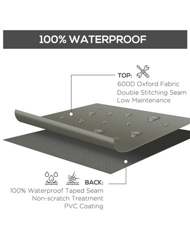 Outsunny Patio Furniture Set Cover Large Square, 600D Oxford Waterproof Protection, 230 x 230 x 70cm, Grey 84B-351V00GY
