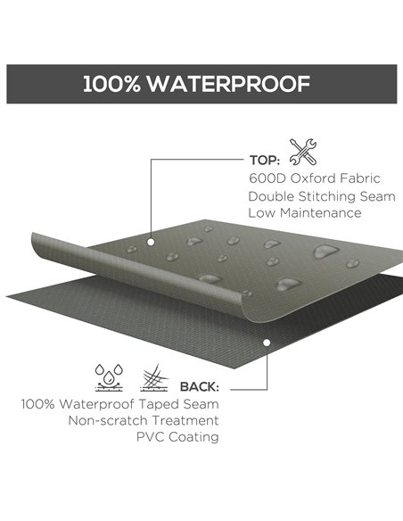 Outsunny Patio Furniture Set Cover Large Square, 600D Oxford Waterproof Protection, 230 x 230 x 70cm, Grey 84B-351V00GY - pic 53841 | FastDaddyshop