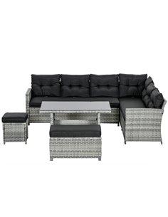 Outsunny 5-Piece Rattan Patio Furniture Set, Mixed Grey 860-333V70GG