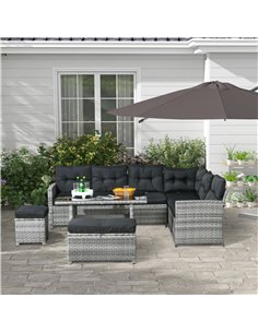 Outsunny 5-Piece Rattan Patio Furniture Set, Mixed Grey 860-333V70GG 2