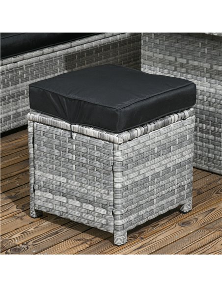 Outsunny 5-Piece Rattan Patio Furniture Set with Corner Sofa, Footstools, Glass Coffee Table, Cushions, Mixed Grey 860-333V70GG - pic 53855 | FastDaddyshop