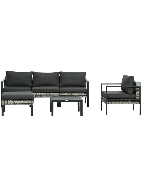 Outsunny 6 Pieces Patio Furniture Set with Sofa, Charcoal Grey 860-332V70CG - pic 53856 | FastDaddyshop