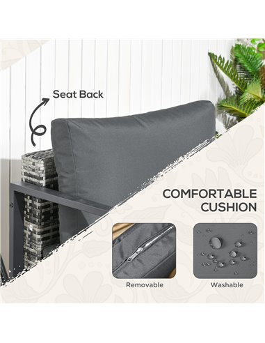 Outsunny 6 Pieces Patio Furniture Set with Sofa, Armchair, Stool, Metal Table, Cushions, for Outdoor, Charcoal Grey 860-332V70CG