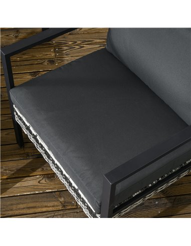 Outsunny 6 Pieces Patio Furniture Set with Sofa, Armchair, Stool, Metal Table, Cushions, for Outdoor, Charcoal Grey 860-332V70CG