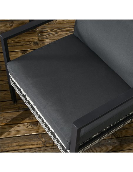 Outsunny 6 Pieces Patio Furniture Set with Sofa, Armchair, Stool, Metal Table, Cushions, for Outdoor, Charcoal Grey 860-332V70CG - pic 53863 | FastDaddyshop