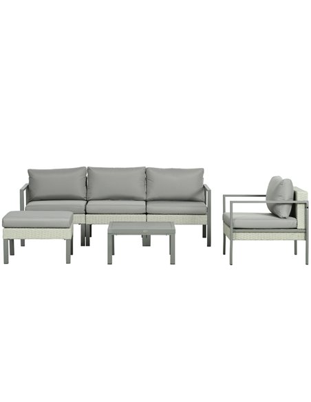 Outsunny 6 Pieces Patio Furniture Set with Sofa, Light Grey 860-332V70LG - pic 53865 | FastDaddyshop