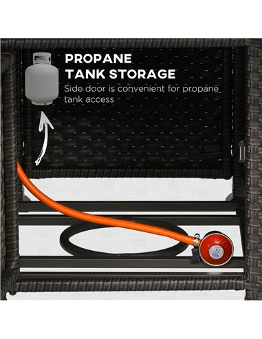 Outsunny 5-Piece Rattan Patio Furniture Set with Gas Fire Pit Table, Loveseat Sofa, Armchairs, Cushions, Pillows, Deep Brown 860