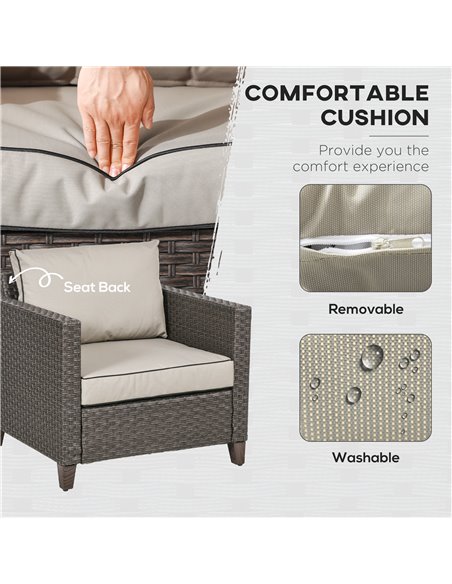 Outsunny 5-Piece Rattan Patio Furniture Set with Gas Fire Pit Table, Loveseat Sofa, Armchairs, Cushions, Pillows, Deep Brown 860 - pic 53880 | FastDaddyshop